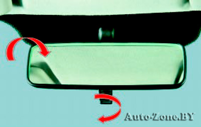Положение внутреннего зеркала заднего вида регулируют поворотом в нужную сторону на шарнире кронштейна